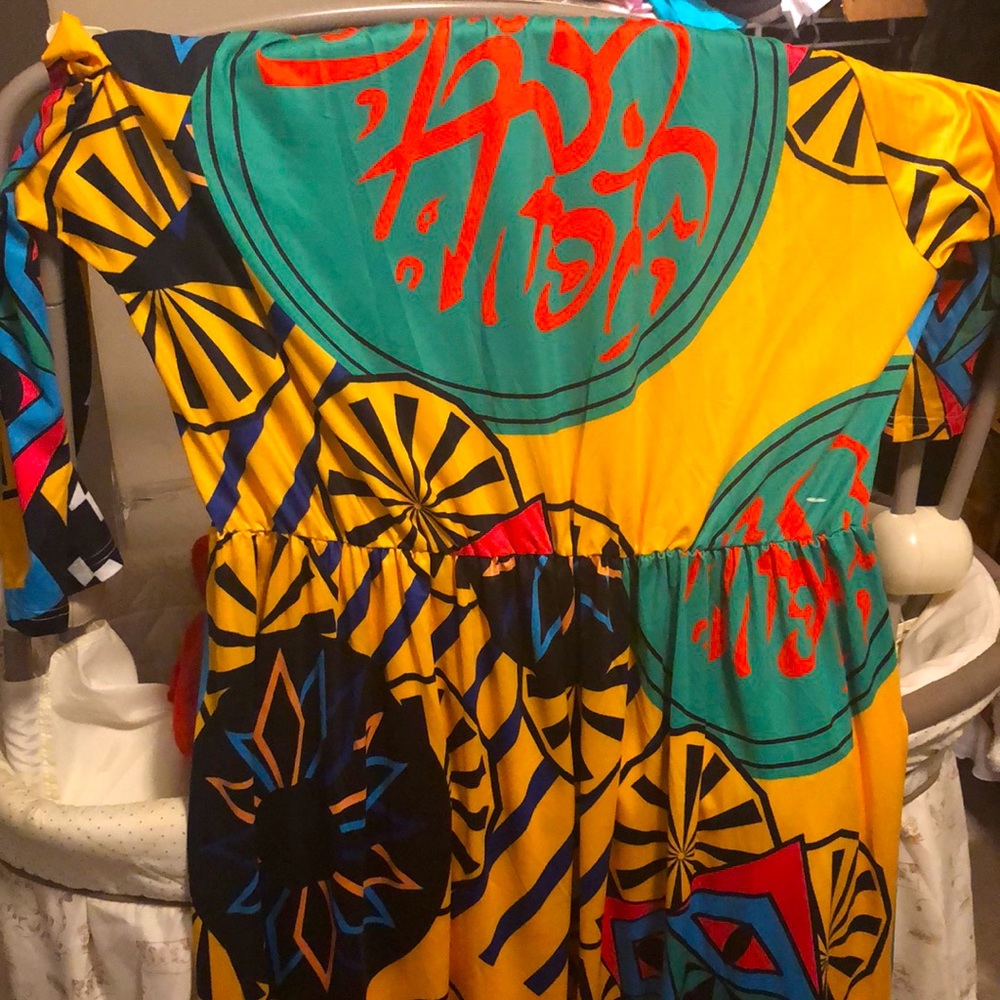 Multi-colored Off the shoulder dress